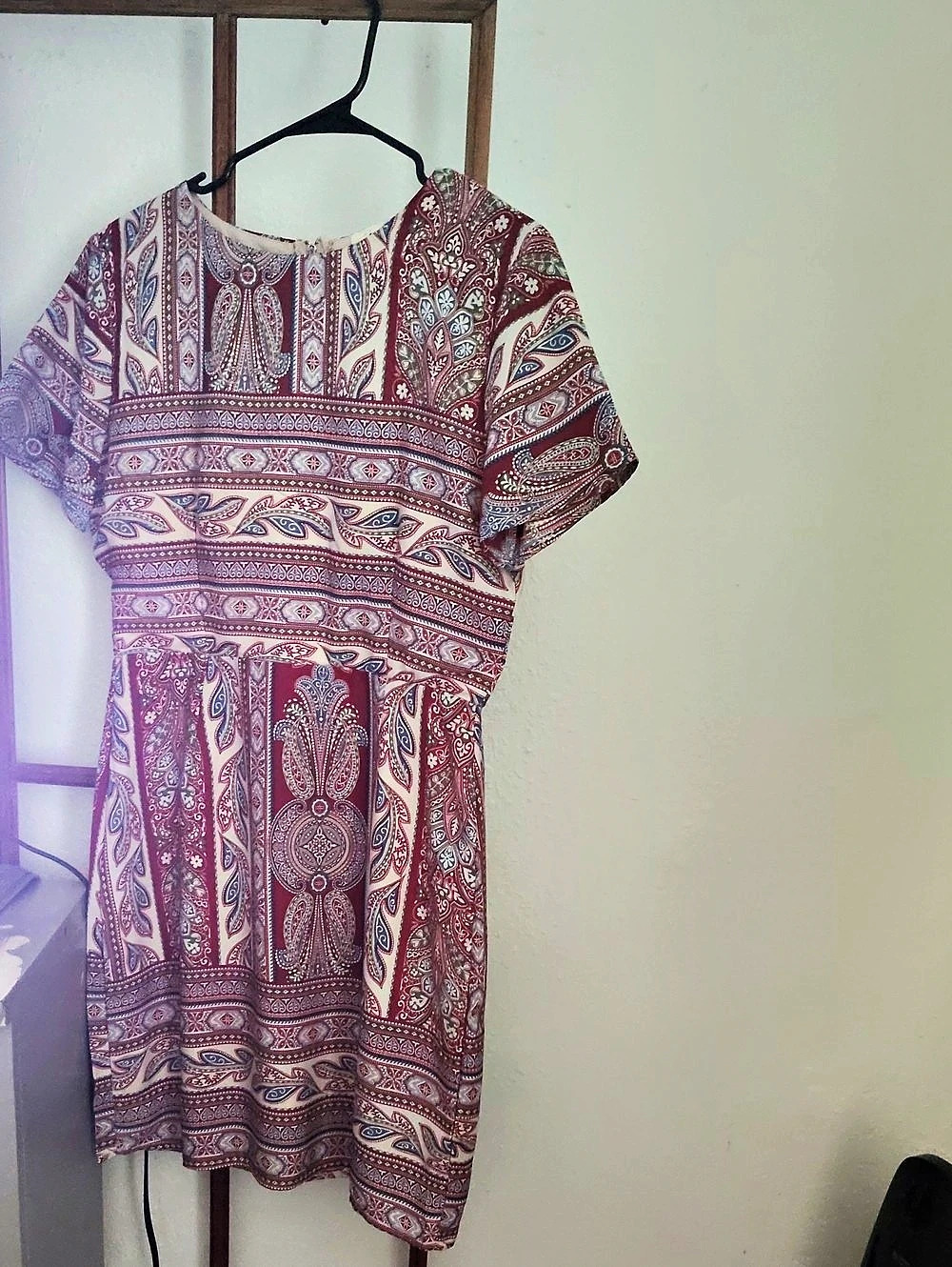 Pink Owl Apparel Paisley Mini Dress in Red & Blue Size Large